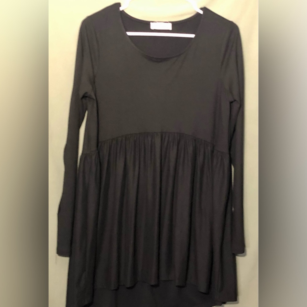 Zenana Black Long Sleeve Babydoll Dress ~ M ~